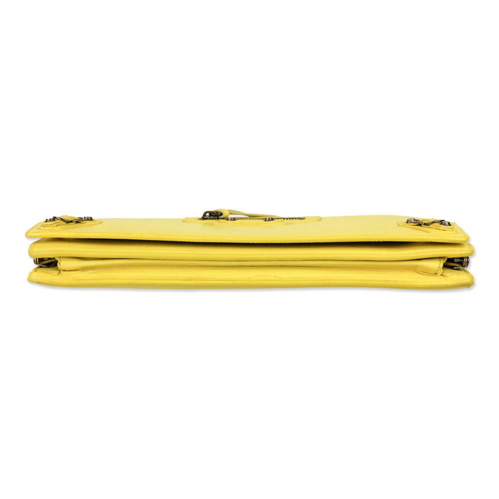 Balenciaga Yellow Leather Papier Wand Long Clutch