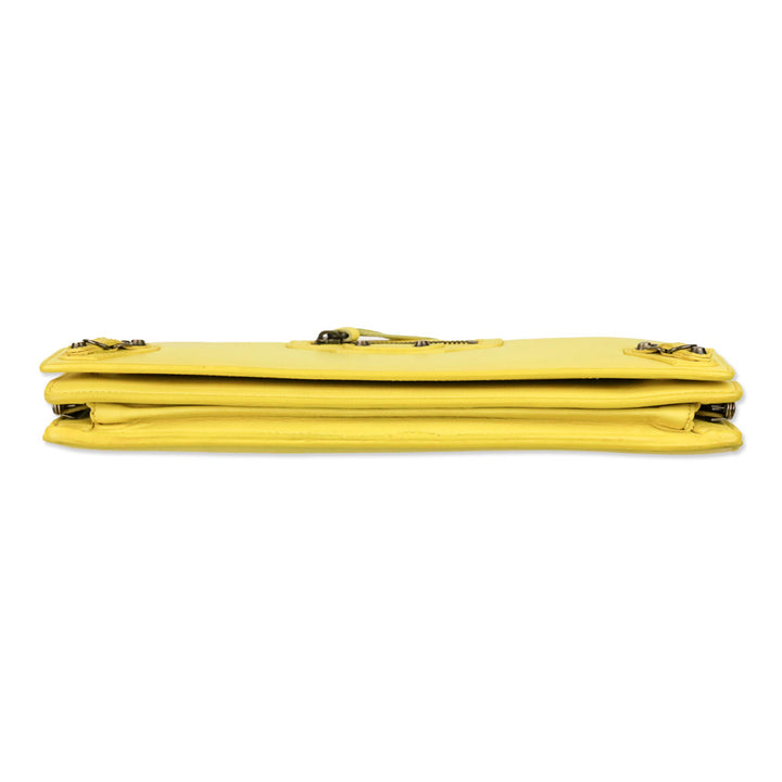 Balenciaga Yellow Leather Papier Wand Long Clutch