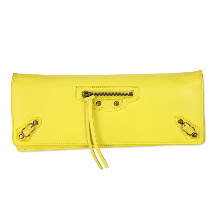Balenciaga Yellow Leather Papier Wand Long Clutch