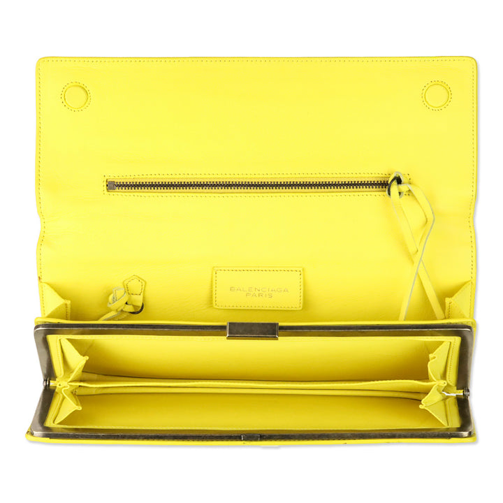 Balenciaga Yellow Leather Papier Wand Long Clutch