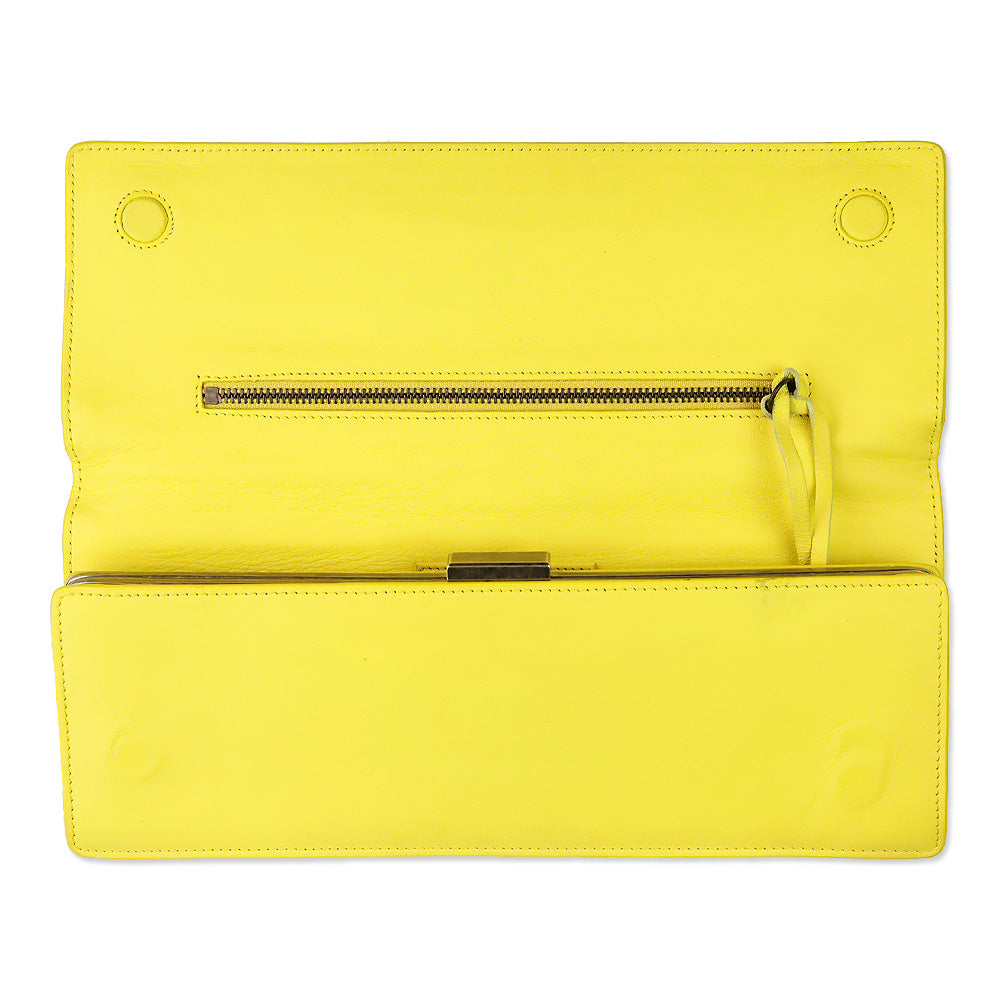 Balenciaga Yellow Leather Papier Wand Long Clutch