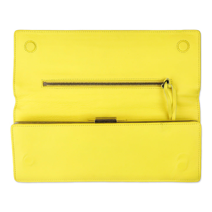Balenciaga Yellow Leather Papier Wand Long Clutch