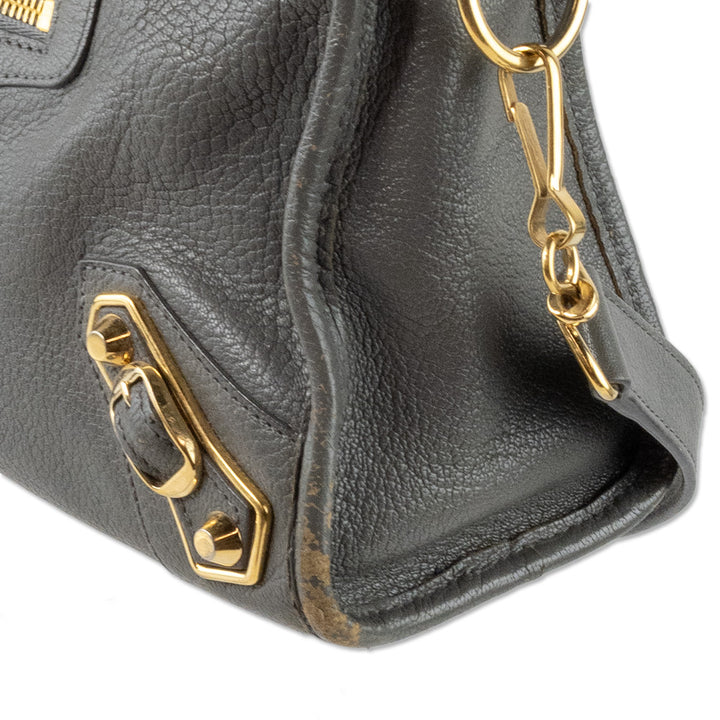 Balenciaga Mini City Bag in Gray Leather with Gold Hardware