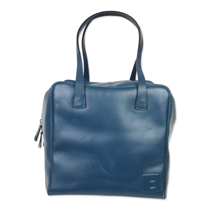 Bally Blue Leather Cube Tote