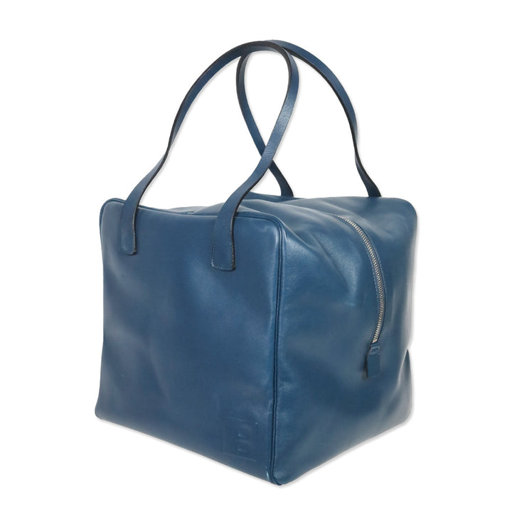 Bally Blue Leather Cube Tote