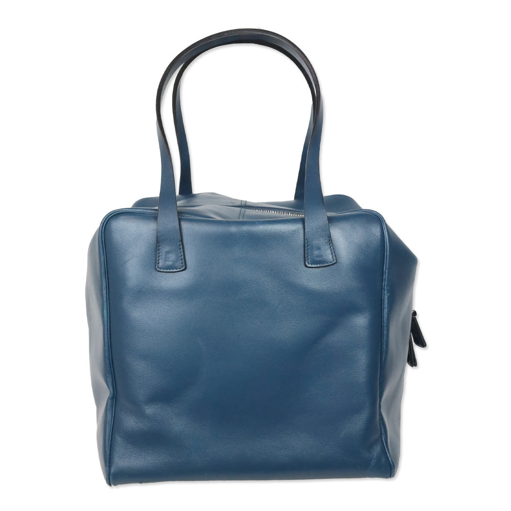 Bally Blue Leather Cube Tote