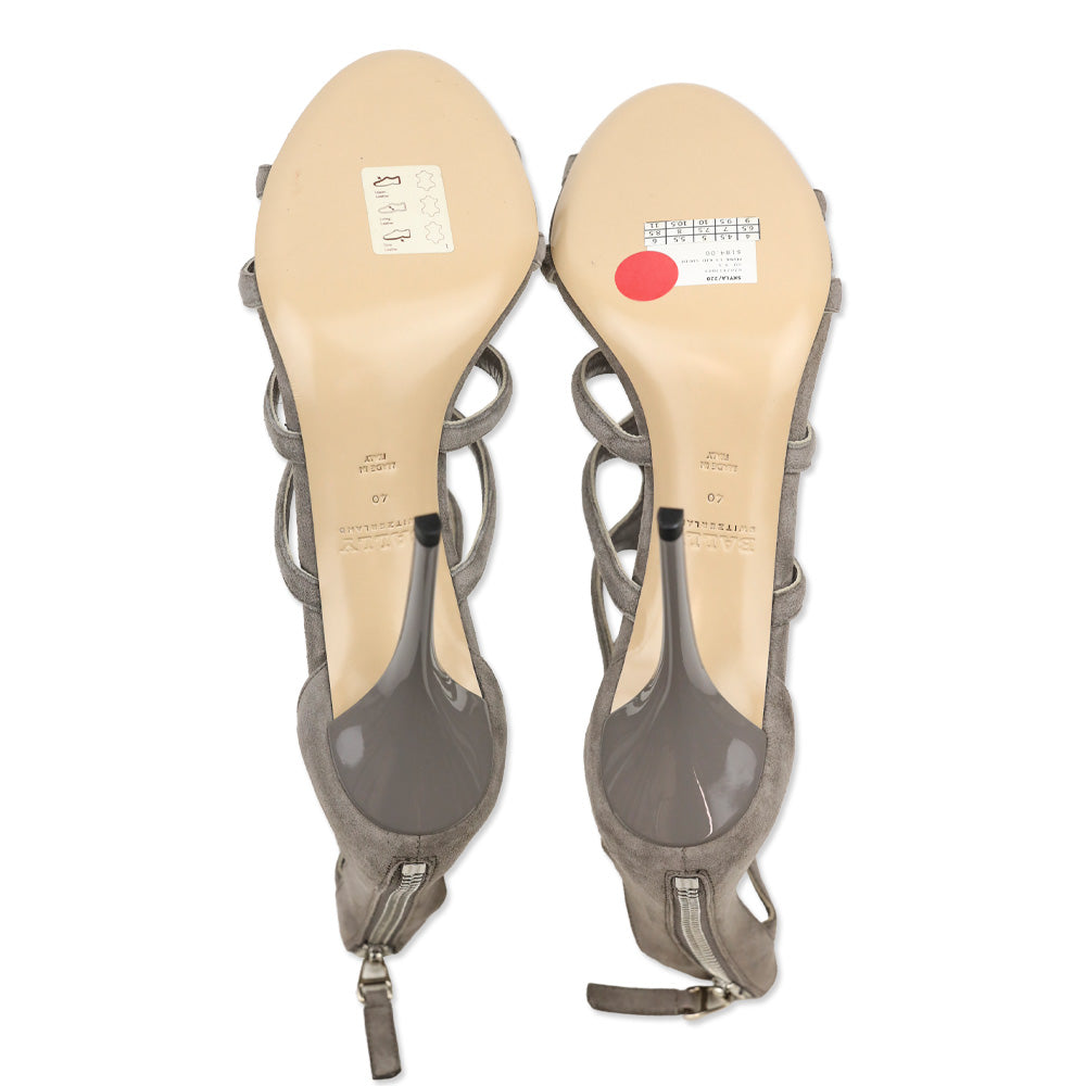 Bally Grey Suede Strappy Heel Sandal