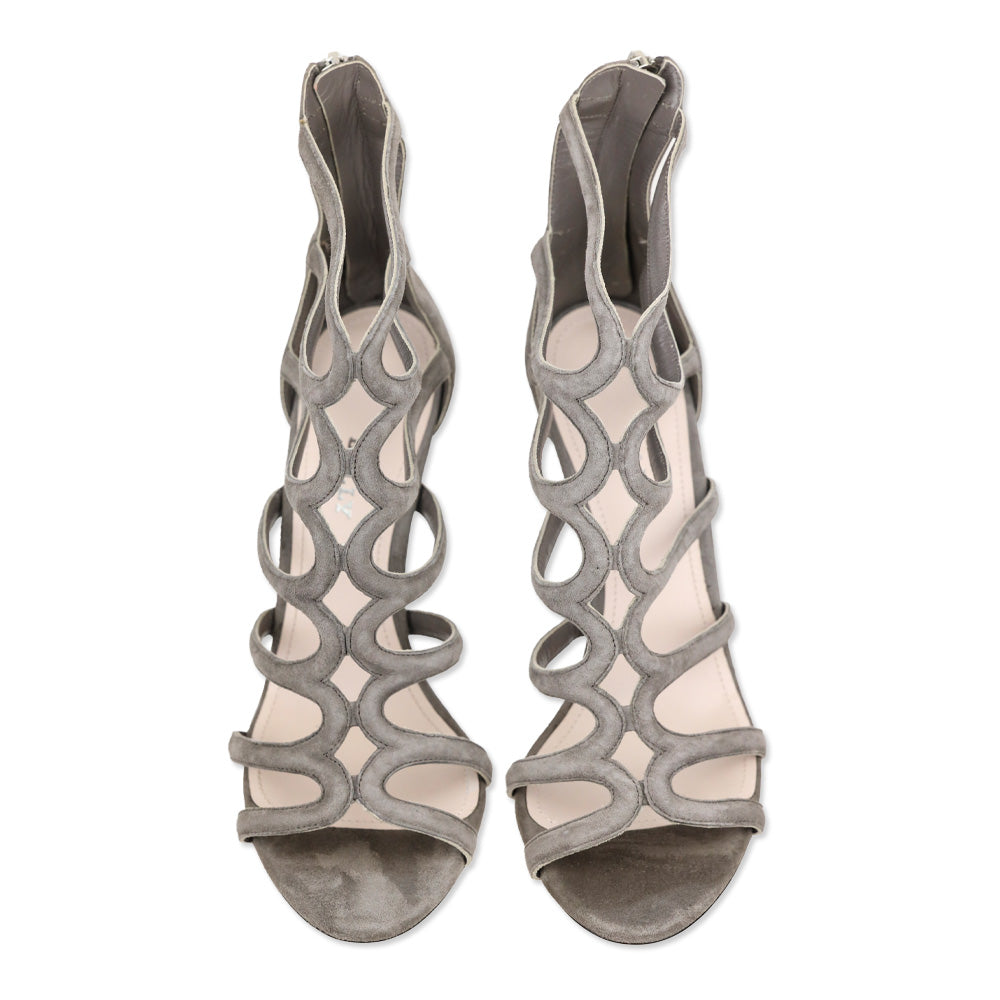 Bally Grey Suede Strappy Heel Sandal
