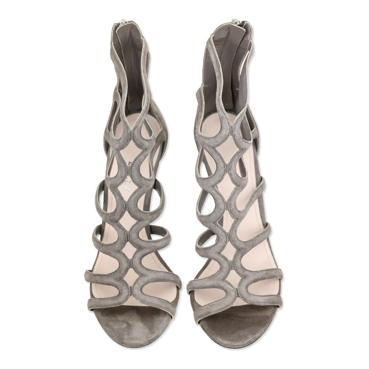 Bally Grey Suede Strappy Heel Sandal