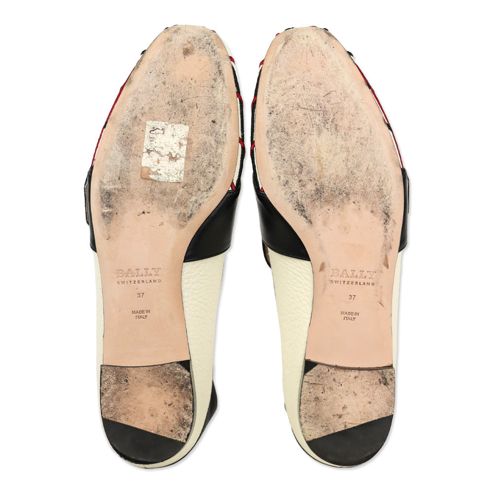 Bally Janelle Bone Calf Embroidered Buckle Loafer