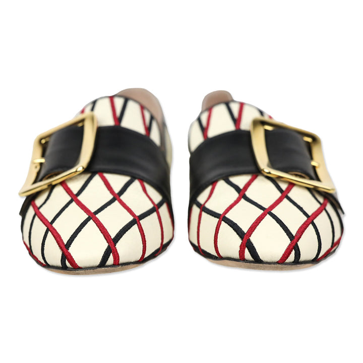 Bally Janelle Bone Calf Embroidered Buckle Loafer