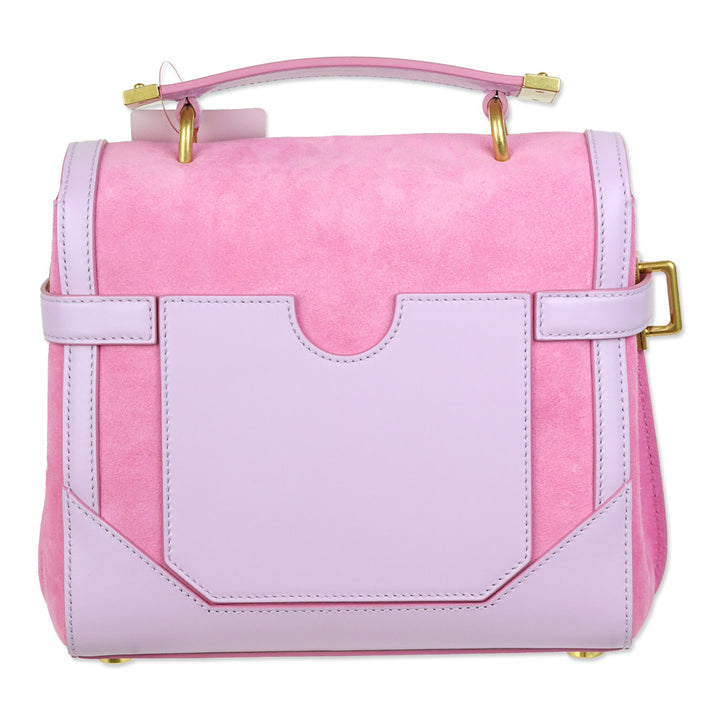 Balmain B-Buzz 23 Pink Suede & Lilac Leather Handbag