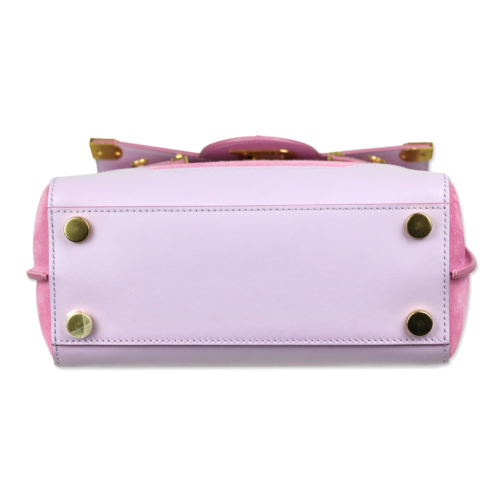 Balmain B-Buzz 23 Pink Suede & Lilac Leather Handbag