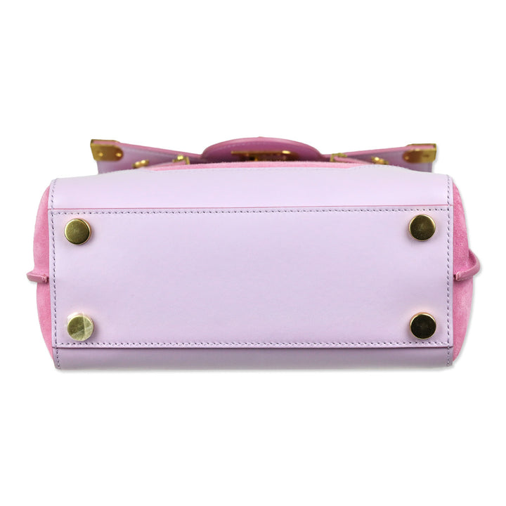 Balmain B-Buzz 23 Pink Suede & Lilac Leather Handbag