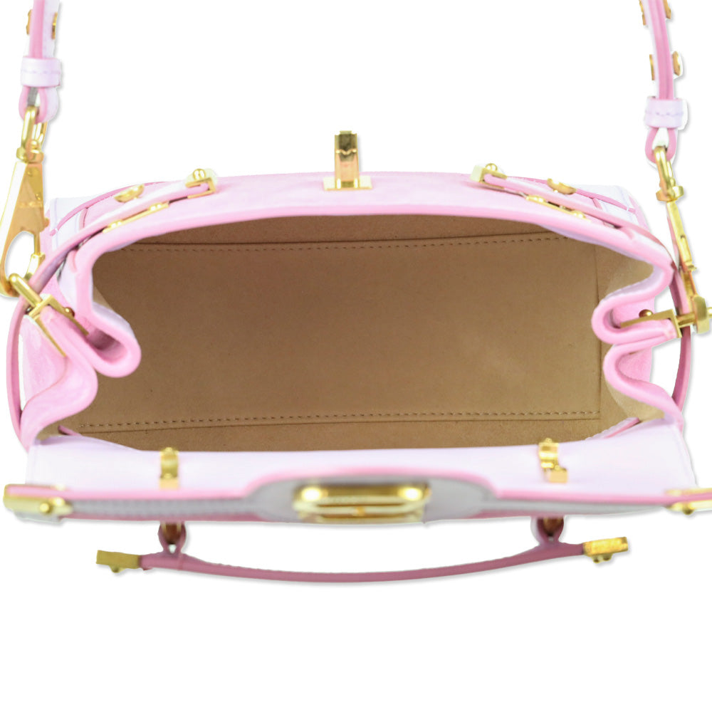 Balmain B-Buzz 23 Pink Suede & Lilac Leather Handbag
