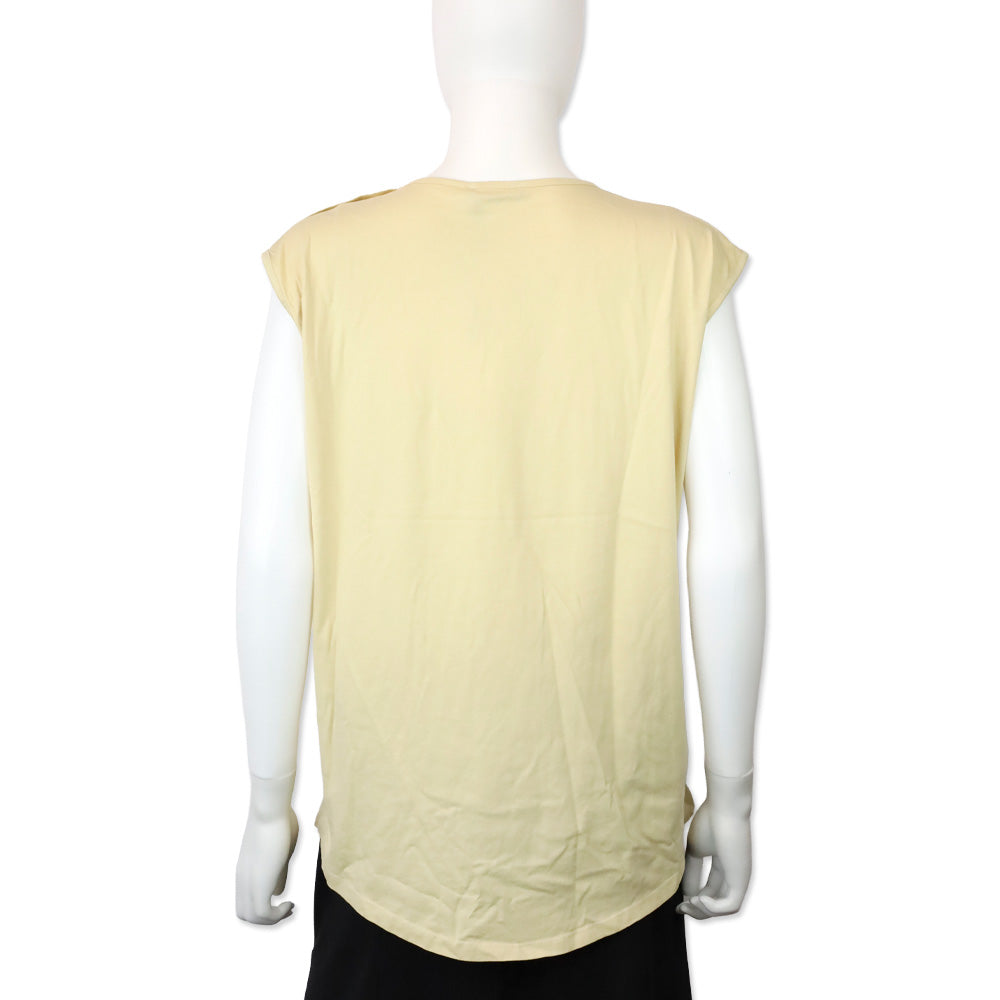 Balmain Beige Cotton Silver Logo Graphic Muscle T-Shirt