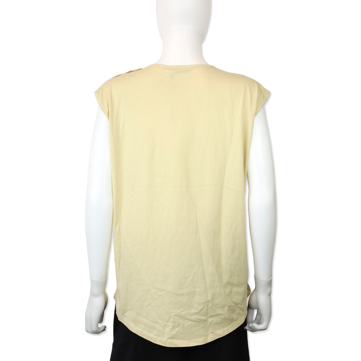 Balmain Beige Cotton Silver Logo Graphic Muscle T-Shirt