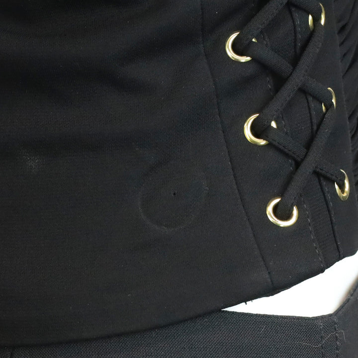 Balmain Black Ruched Bustier Top