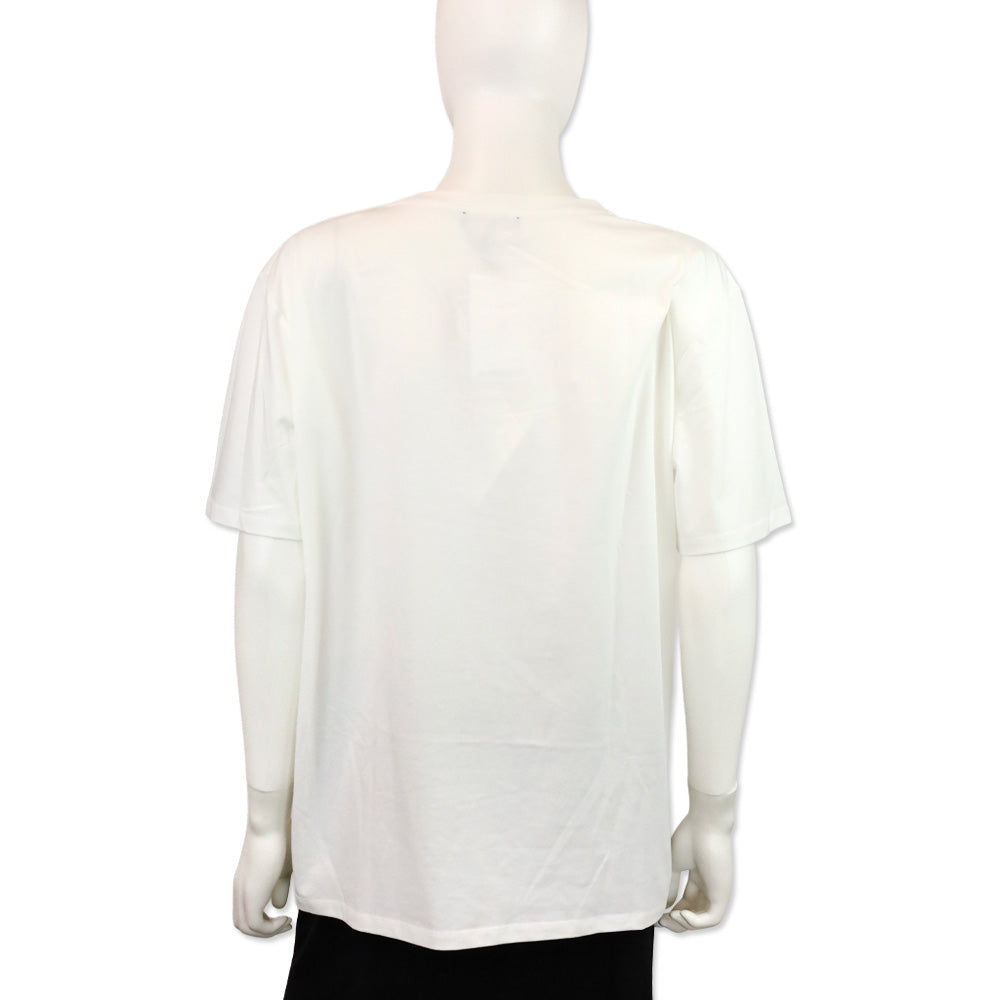 Balmain Gold Logo Printed White Cotton Jersey Graphic T-Shirt