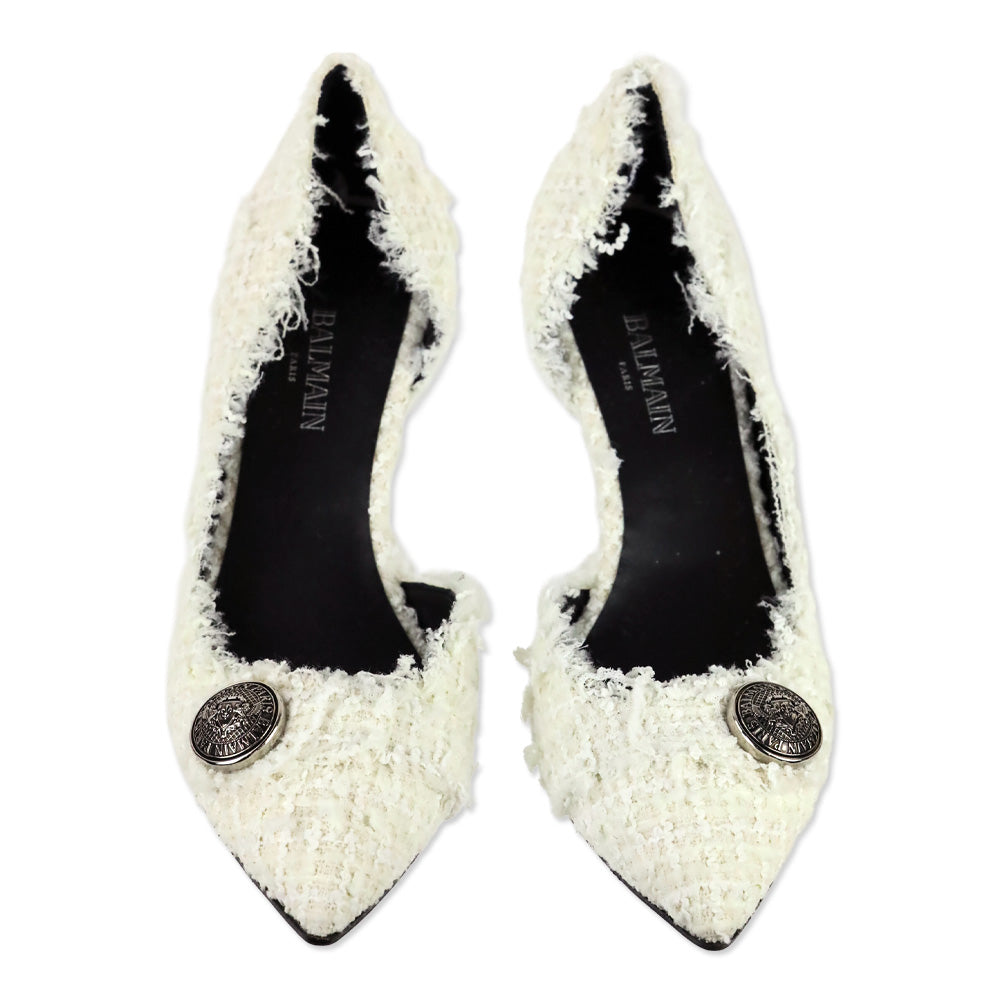 Balmain Julie White Tweed D'orsay Pump
