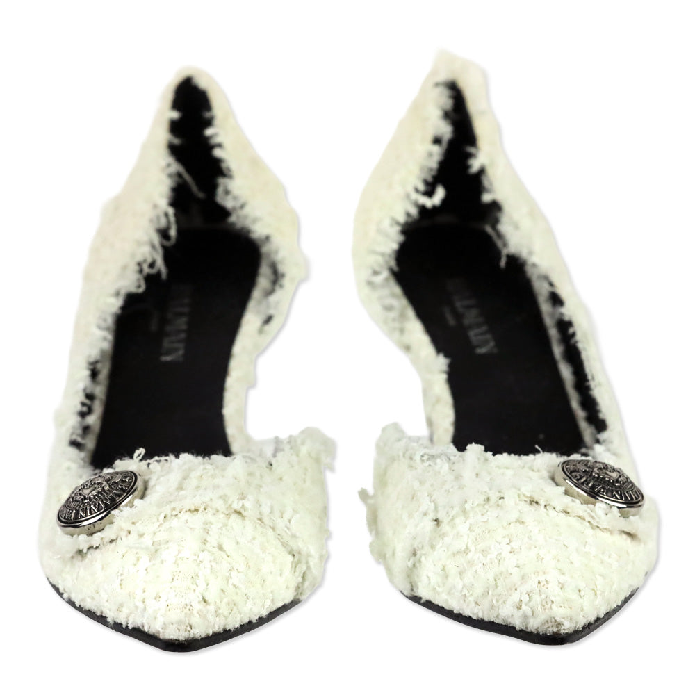Balmain Julie White Tweed D'orsay Pump
