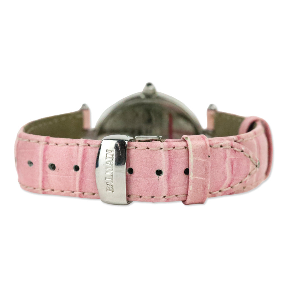 Balmain Stainless Steel Pink Croc Embossed Leather Excessive 3731 Watch