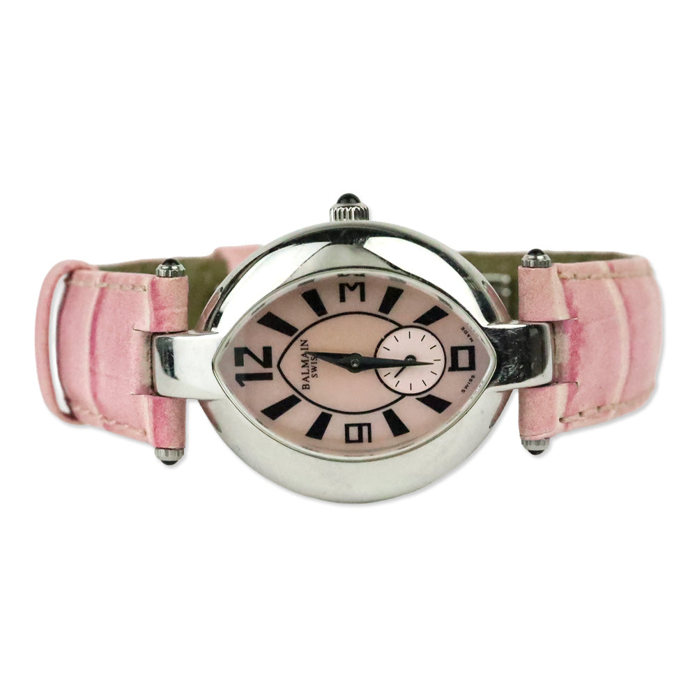Balmain Stainless Steel Pink Croc Embossed Leather Excessive 3731 Watch