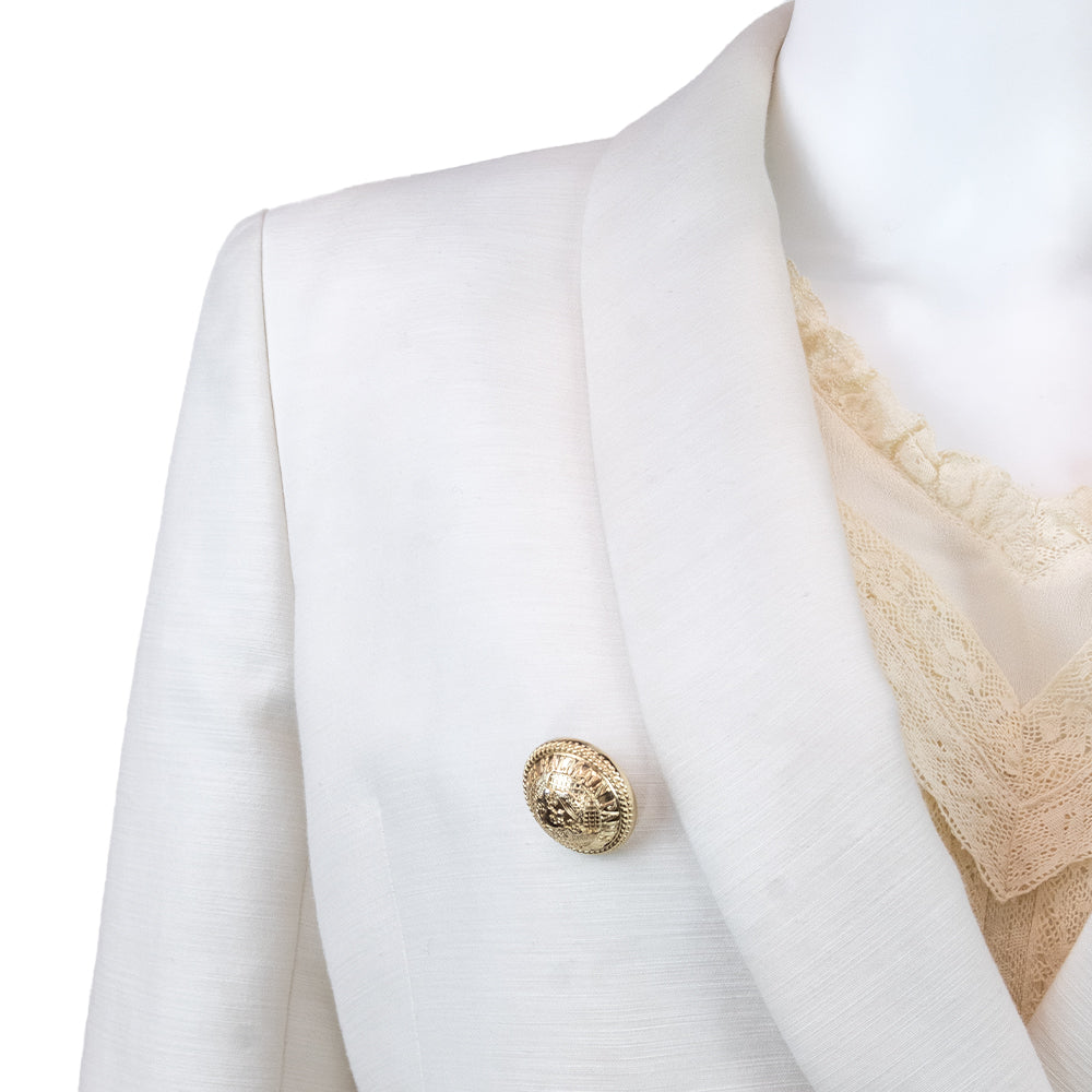 Balmain White Cotton Double-Breasted Blazer