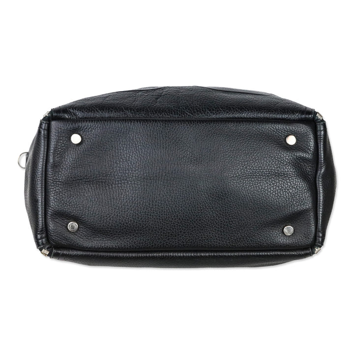 Barbara Rihl Black Leather Embossed Side Zipper Tote