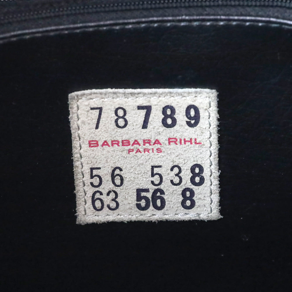 Barbara Rihl Black Leather Embossed Side Zipper Tote