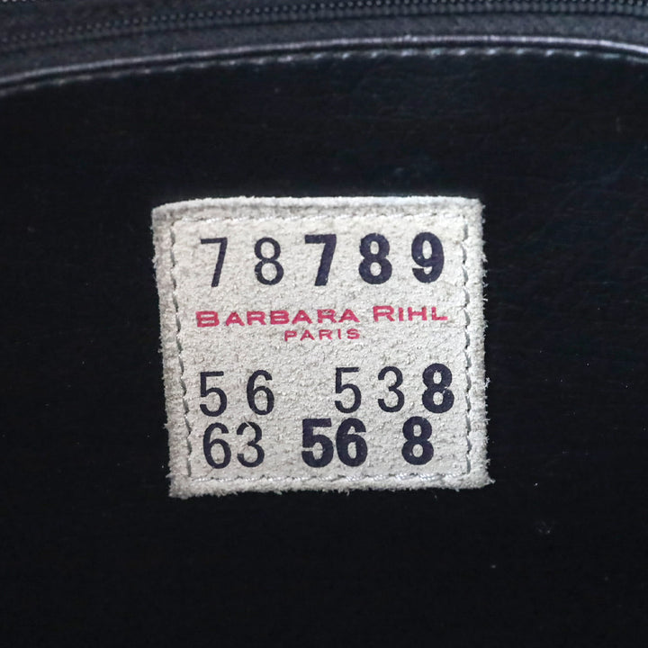 Barbara Rihl Black Leather Embossed Side Zipper Tote