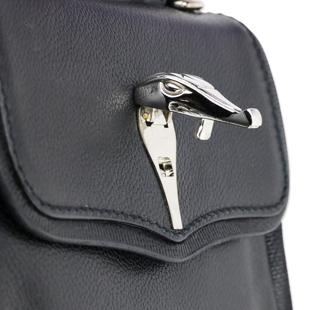 Barry Kieselstein-Cord Black Leather Trophy Alligator Top Handle Bag