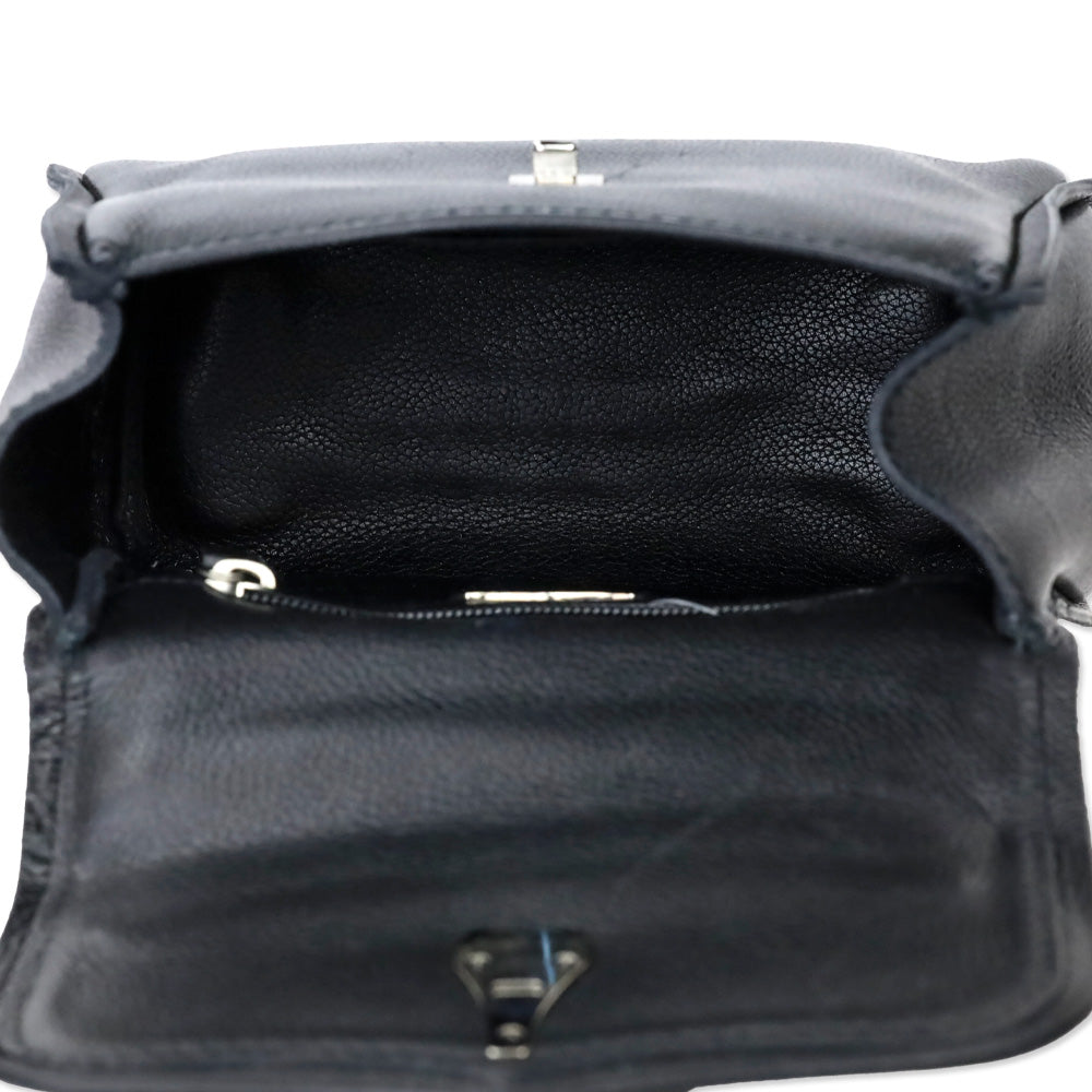 Barry Kieselstein-Cord Black Leather Trophy Alligator Top Handle Bag