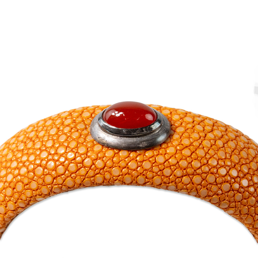 Bastian Orange Stingray Bangle with Red Stone