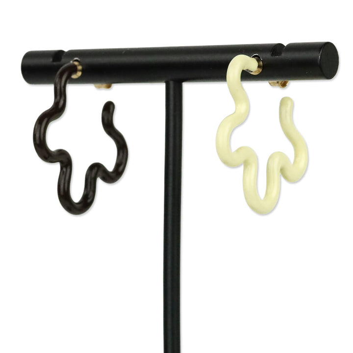 Bea Bongiasca Brown/Cream 9K 2 Tone Flower Earrings