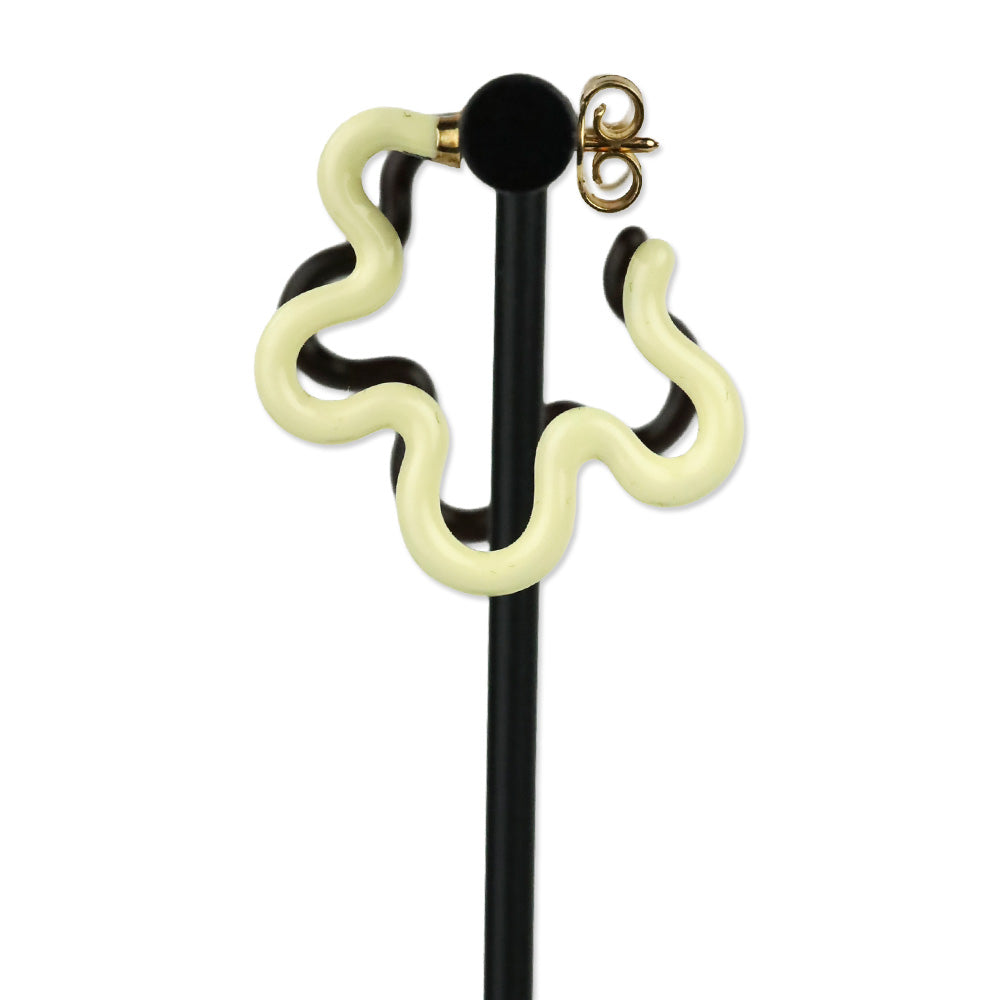 Bea Bongiasca Brown/Cream 9K 2 Tone Flower Earrings