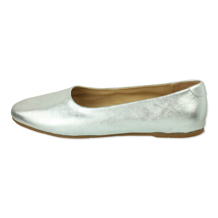 Beek Swiftlet Silver Leather Ballet Slipper