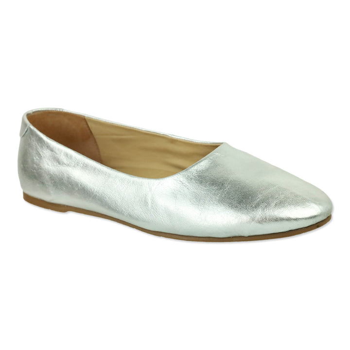 Beek Swiftlet Silver Leather Ballet Slipper