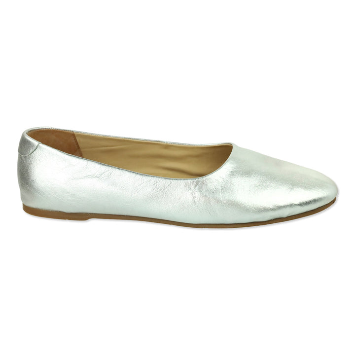 Beek Swiftlet Silver Leather Ballet Slipper