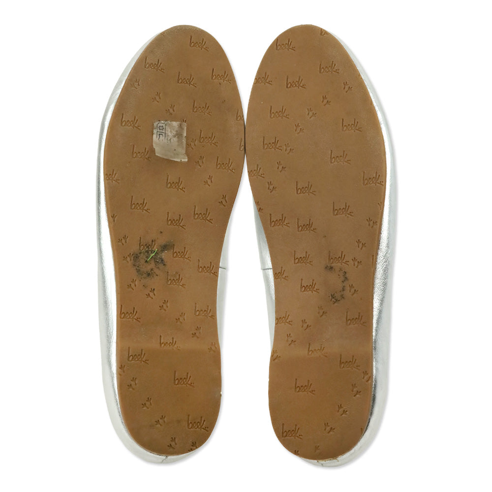 Beek Swiftlet Silver Leather Ballet Slipper