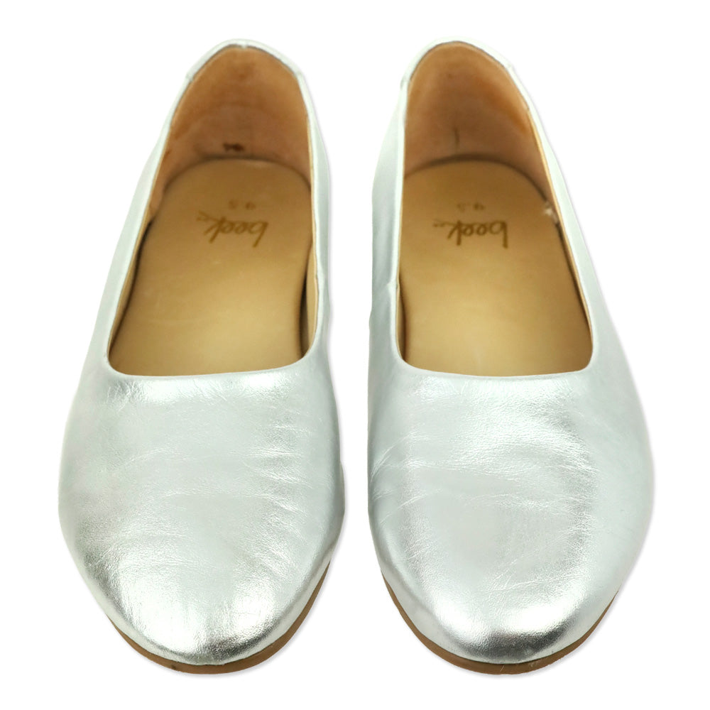 Beek Swiftlet Silver Leather Ballet Slipper