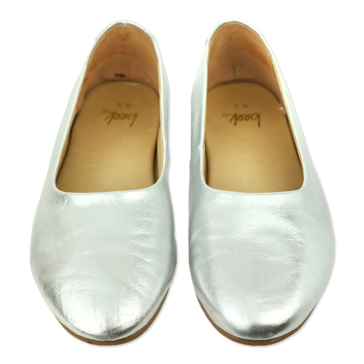 Beek Swiftlet Silver Leather Ballet Slipper