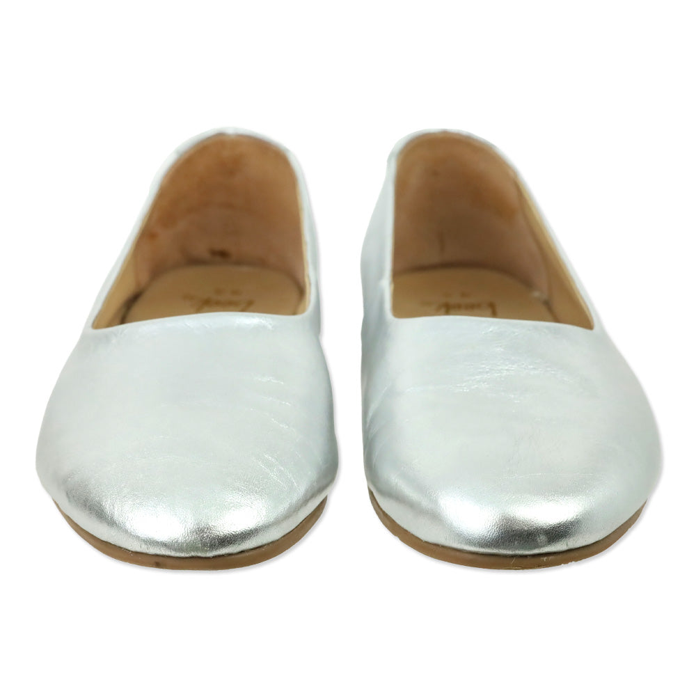 Beek Swiftlet Silver Leather Ballet Slipper