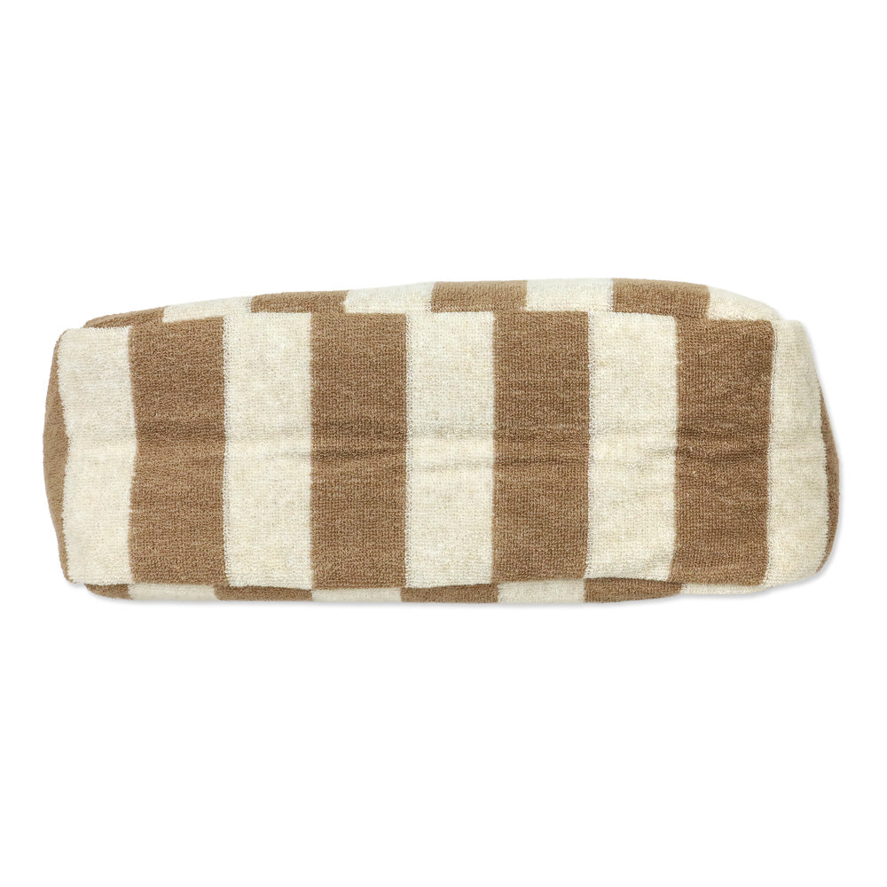 Beige French Terry Striped Travel Pouch