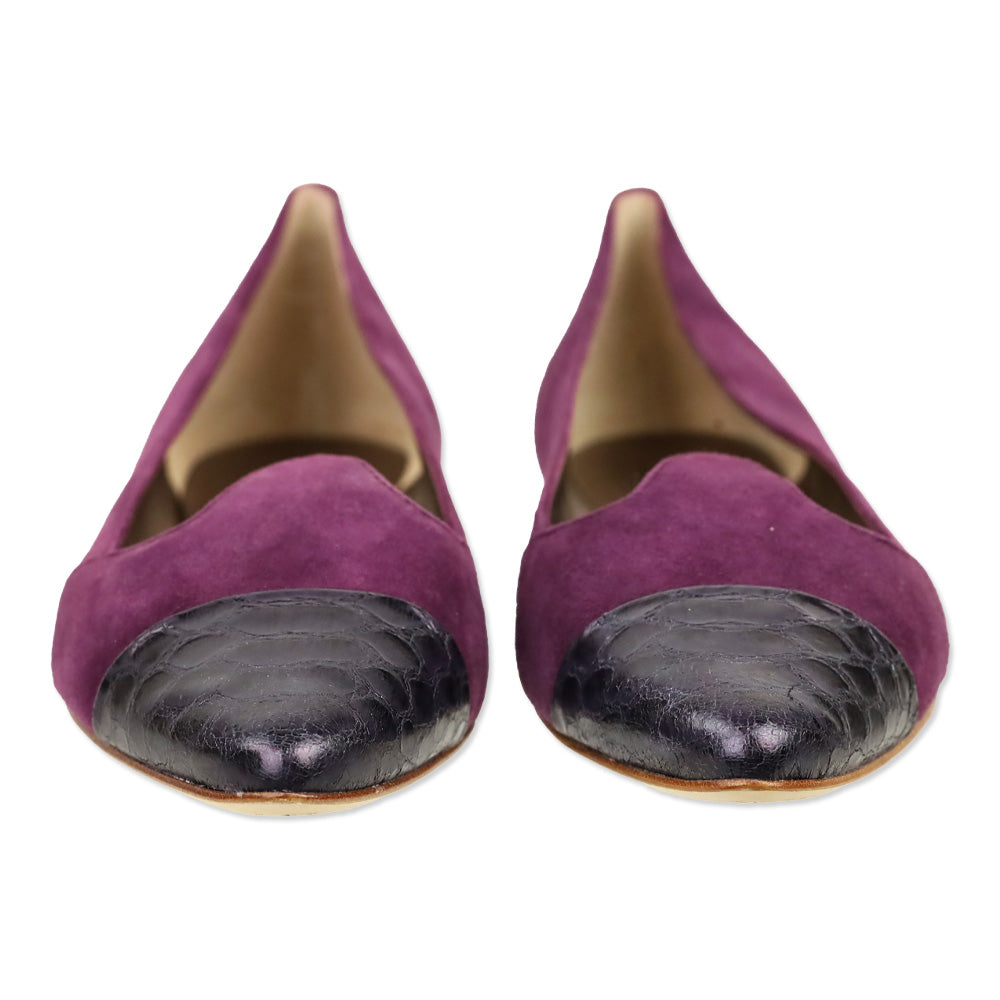 Belle Sigerson Morrison Purple Suede Cap Toe Ballet Flats