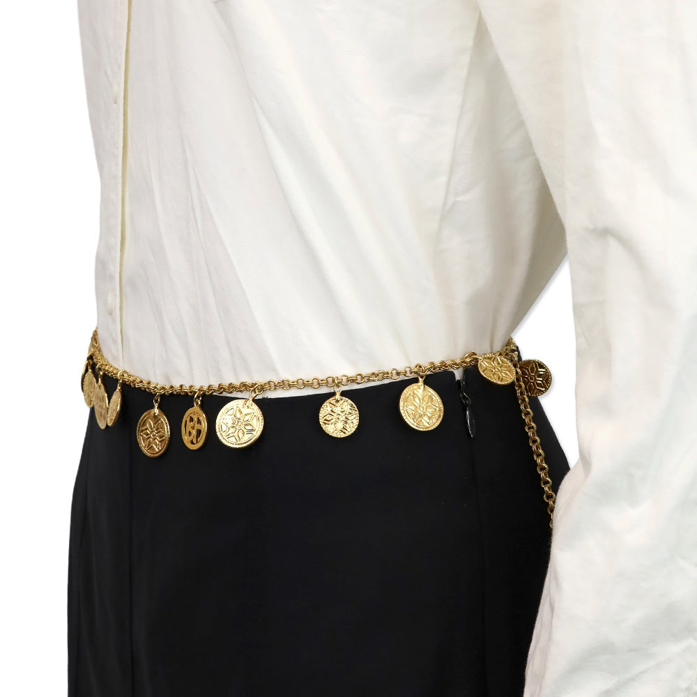Ben Amun Gold-Tone Snowflake Coin Chain Link Belt