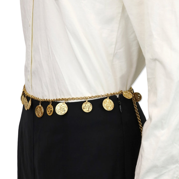 Ben Amun Gold-Tone Snowflake Coin Chain Link Belt