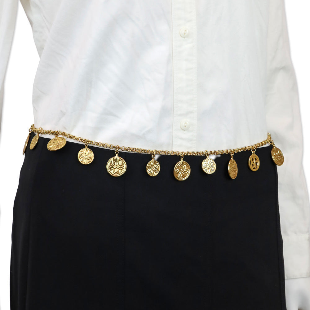 Ben Amun Gold-Tone Snowflake Coin Chain Link Belt