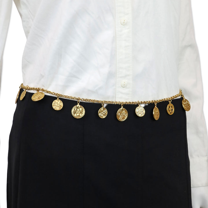 Ben Amun Gold-Tone Snowflake Coin Chain Link Belt