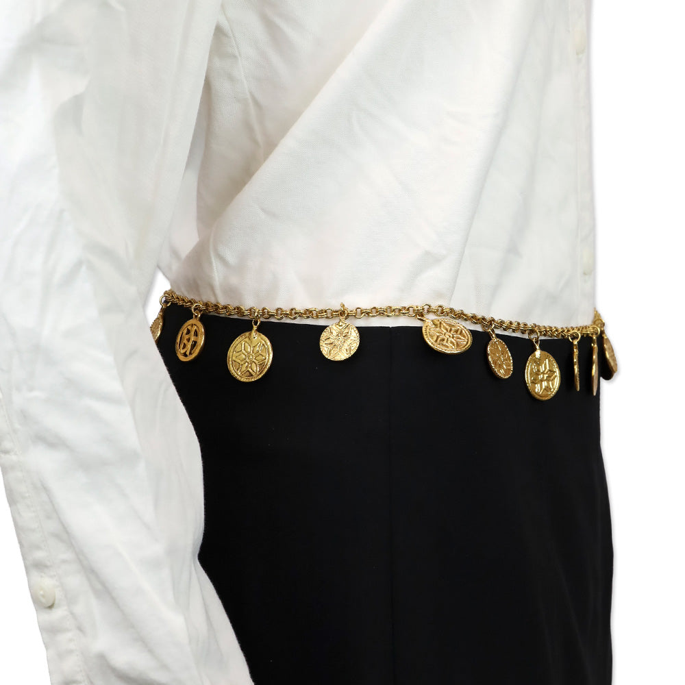 Ben Amun Gold-Tone Snowflake Coin Chain Link Belt